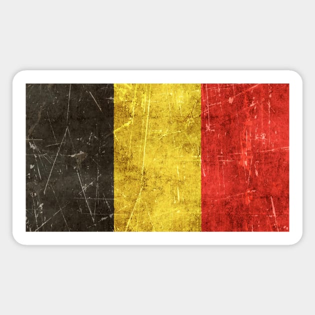 Vintage Aged and Scratched Belgian Flag Sticker by jeffbartels